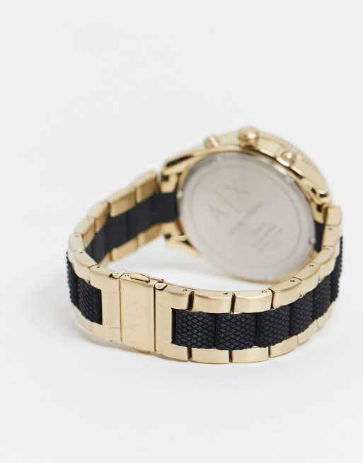 Reloj de pulsera negro y dorado AX1814 Enzo de Armani Exchange ASOS