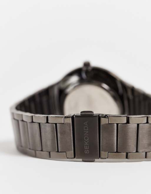 Reloj de pulsera unisex negro con detalles de color bronce de Sekonda, 2 de 4