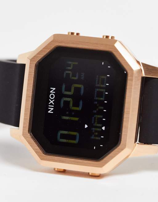 Reloj digital negro y dorado rosa de acero inoxidable Siren de Nixon, 2 de 4