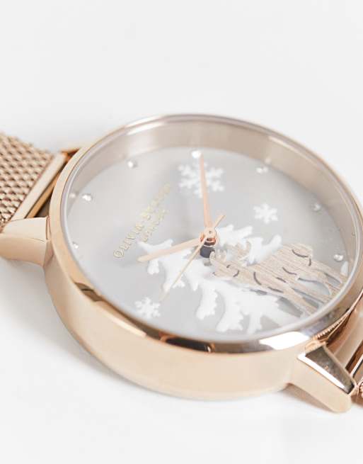 Reloj dorado rosa Winter Wonderland de Olivia Burton, 2 de 4