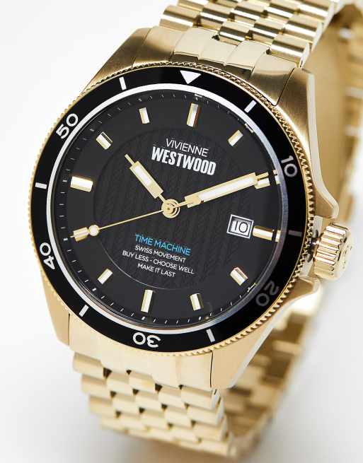 Reloj dorado y negro con correa de eslabones gruesos de Vivienne Westwood