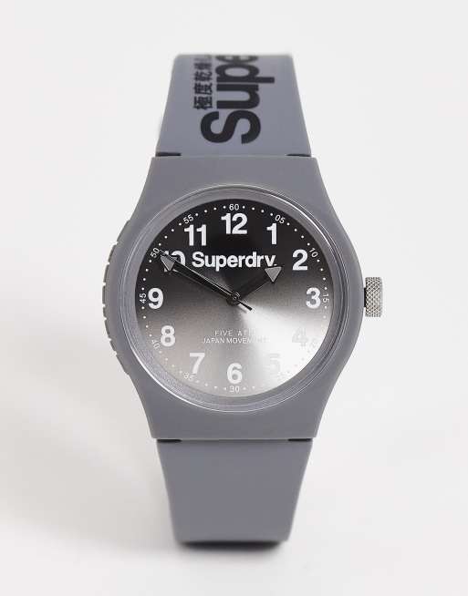 Reloj gris degradado con correa de silicona de Superdry