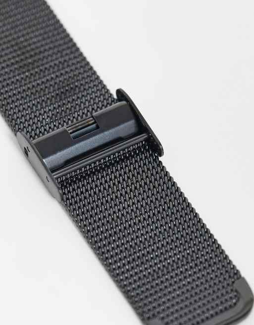 Reloj negro de acero inoxidable con correa de malla de ASOS DESIGN , 3 de 4