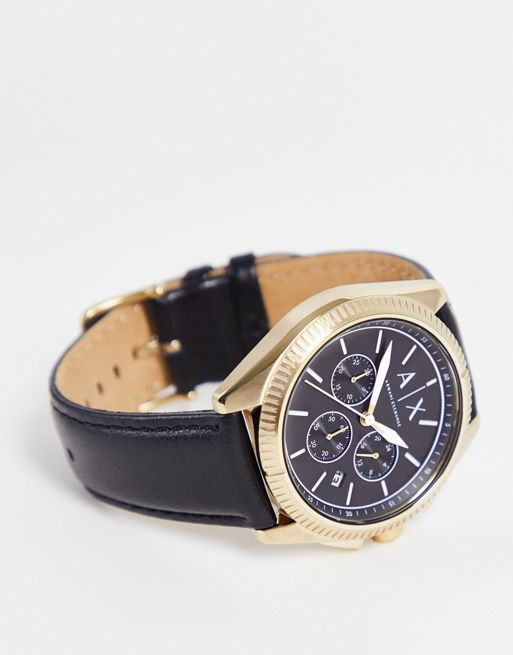Reloj negro de cuero para hombre Giacomo AX2854 de Armani Exchange | ASOS