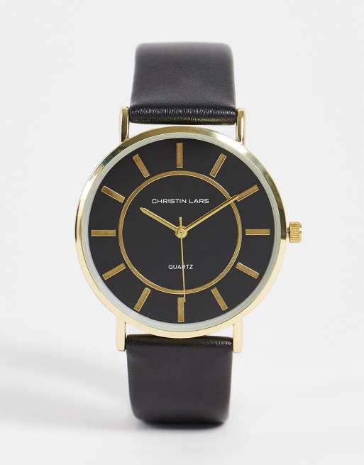 Reloj negro para hombre con esfera grande y diseno minimalista de Christian Lars ASOS