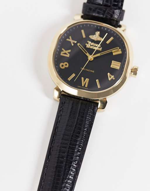 Reloj negro y dorado con esfera cuadrada de Vivienne Westwood, 4 de 4