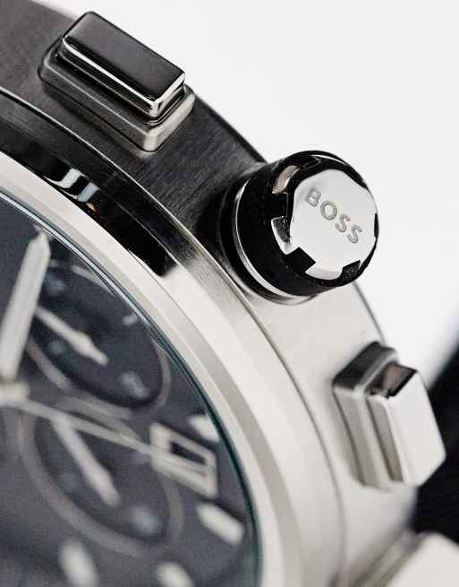 Reloj negro y plateado de silicona con esfera negra para hombre de BOSS, 2 de 4