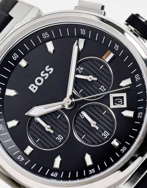 Reloj negro y plateado de silicona con esfera negra para hombre de BOSS, 3 de 4