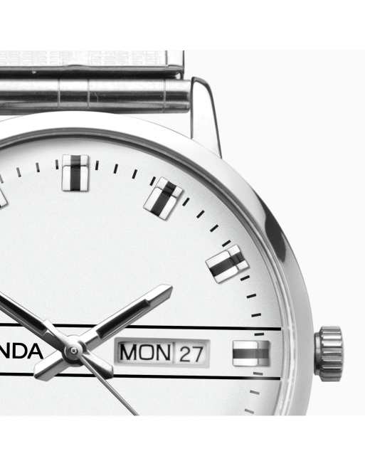 Reloj para hombre con esfera plateada de 40 mm y correa elástica de acero inoxidable 1974 de Sekonda, 4 de 4