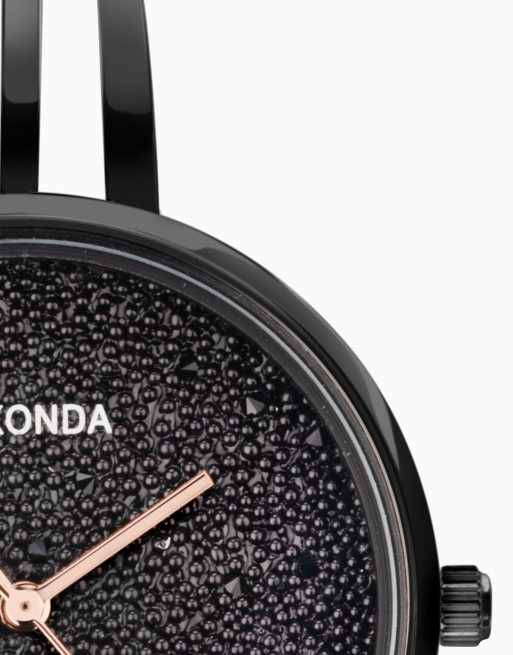 Reloj para mujer con esfera negra de 36 mm y correa semirrígida de aleación Stardust de Sekonda, 2 de 4