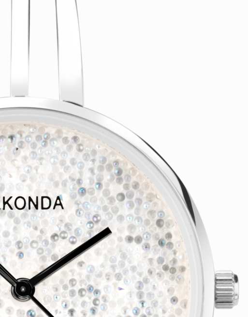 Reloj para mujer con esfera plateada de 36 mm y correa semirrígida de aleación Stardust de Sekonda, 2 de 4