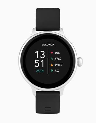 Reloj para mujer con pantalla AMOLED de 43 mm y correa de silicona Connect de Sekonda-Negro