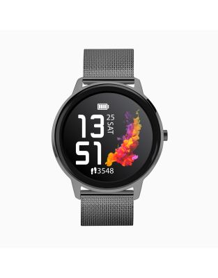 Reloj para mujer con pantalla LCD de 44 mm y correa de malla de acero inoxidable Flex de Sekonda-Negro