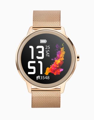 Reloj para mujer con pantalla LCD de 44 mm y correa de malla de acero inoxidable Flex de Sekonda-Rosa