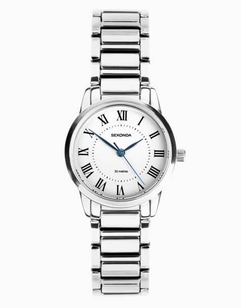 Reloj plateado clásico con esfera blanca de 28 mm y pulsera de aleación para mujer Beaumont de Sekonda - view 1