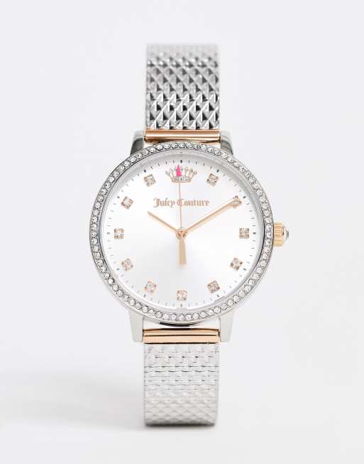 Reloj plateado con detalle de logo de corona de Juicy Couture