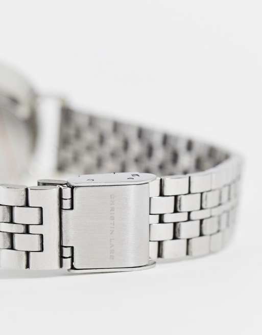 Reloj plateado para mujer con correa gruesa de eslabones de Christin Lars, 2 de 4