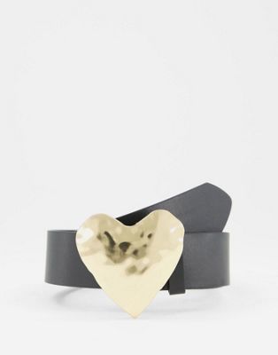 фото Ремень на талию и бедра с фактурной золотистой пряжкой в форме сердца glamorous-черный