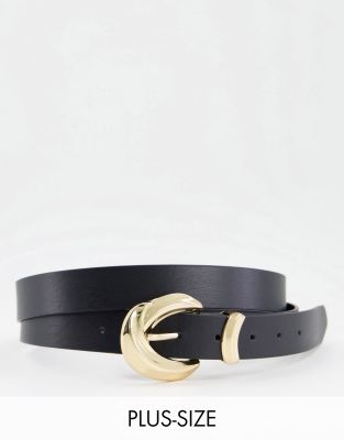 Ремни  Asos Ремень с массивной золотистой фурнитурой Glamorous Curve-Черный цвет