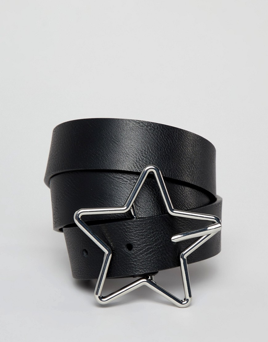 фото Ремень с пряжкой в форме звезды asos design-черный