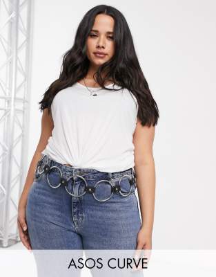 фото Ремень-цепочка с крупными кольцами asos design curve-черный asos curve