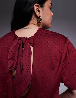 Renee Studio All-over Hotfix Mini T-shirt Dress In Red