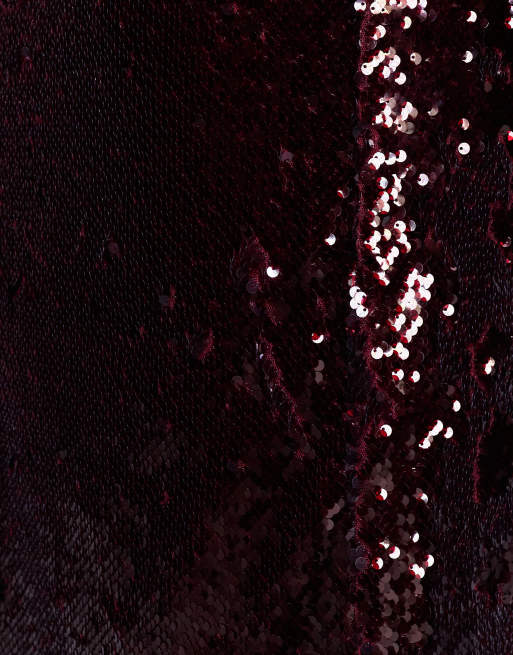 Renee Studio – Bordowa cekinowa spódnica maxi z podwyższonym stanem, 2 z 5