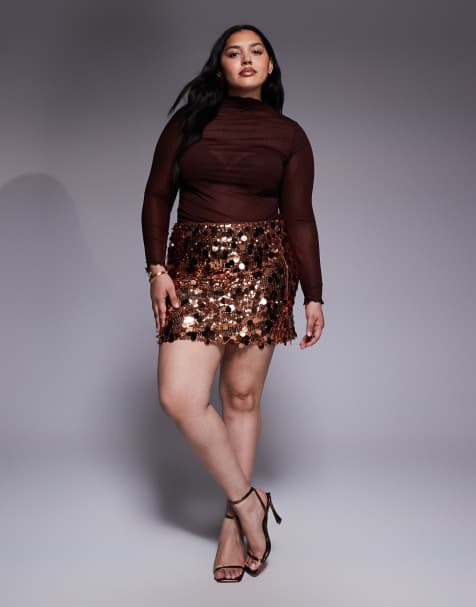 Renee Studio disc sequin mini skirt in gold - view 1