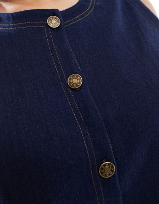 Renee Studio Exclusive Button Front Vest In Navy
