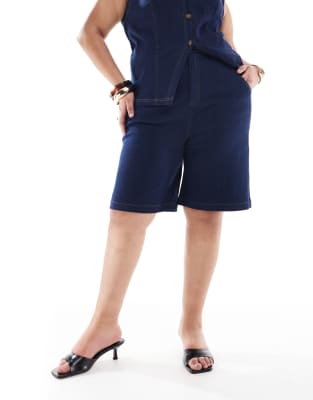 RENEE STUDIO PLUS EXCLUSIVE DENIM LONGLINE SHORTS 
