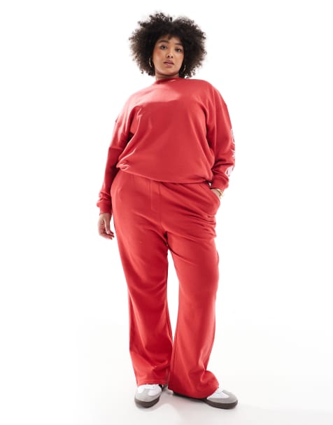 Renee Studio exclusive logo graphic sweatshirt & jogger co-ord in red & pink - view 1
