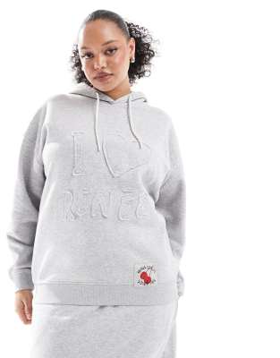 Renee Studio Exclusive Oversized Flower Motif Hoodie In Gray - Part Of A Set