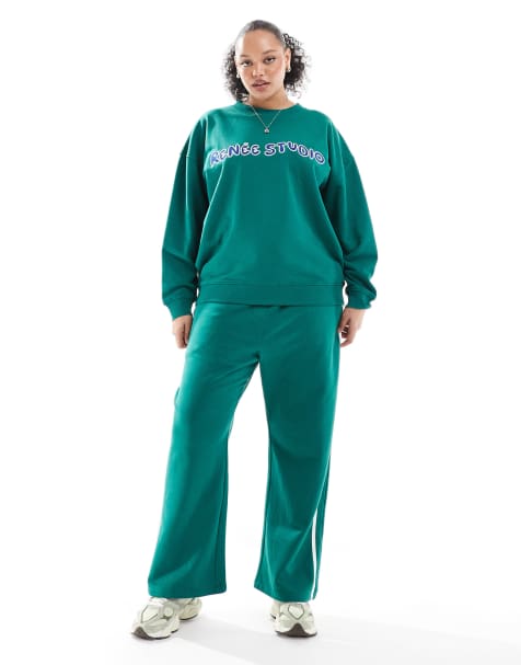 Renee Studio exclusive oversized motif sweatshirt and joggers co-ord in green - view 1