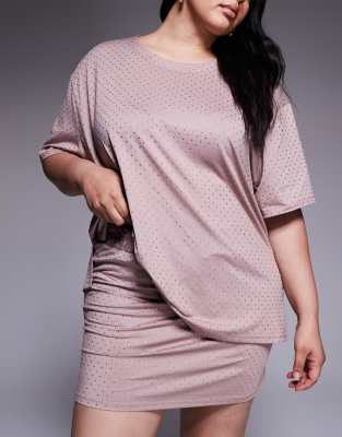 Renee Studio Hotfix Mini Skirt In Pink