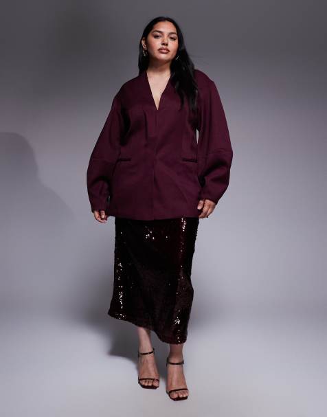 Renée Studio – Maxirock mit Pailletten in Burgunderrot und hoher Taille - view 1