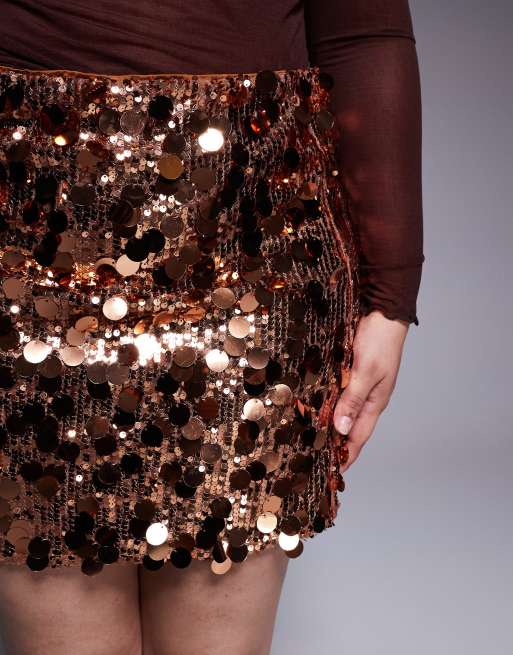 Renée Studio – Minirock in Gold mit Scheiben-Pailletten, 3 von 5