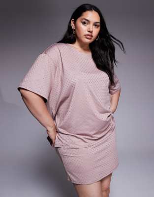 Renée Studio - Oversize-T-Shirt in Rosa mit Hotfix-Verzierung, Kombiteil