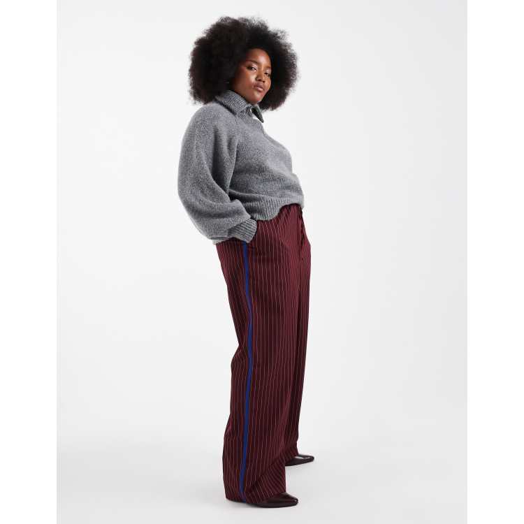 Renee Studio Plus exclusive drawstring waist wide leg side stripe