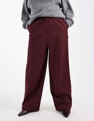Renee Studio Plus Exclusive Drawstring Waist Wide Leg Side Stripe Pants In Brown