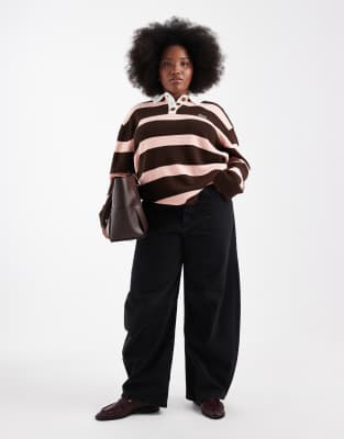 Renee Studio Plus Exclusive Knit Collared Rugby Top In Multi
