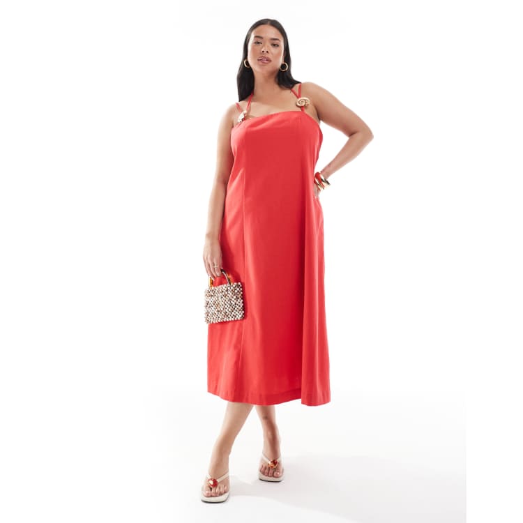 square neck midi dress puff sleeve English Factory