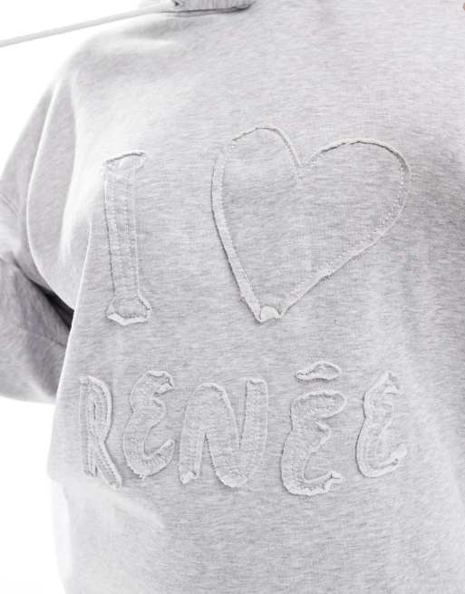 Renee Studio Plus exclusive oversized I heart Renee logo patch hoodie in gray - part of a set, 4 of 4