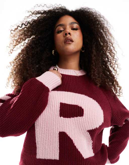 【SEAL限定商品】 Renee in sweater logo R varsity ribbed exclusive Plus Studio ミュージシャン