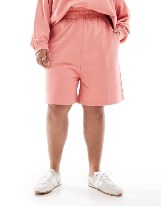 Renee Studio Plus exclusive sweatshirt fabric shorts in peach - part of a set  , 4 of 5
