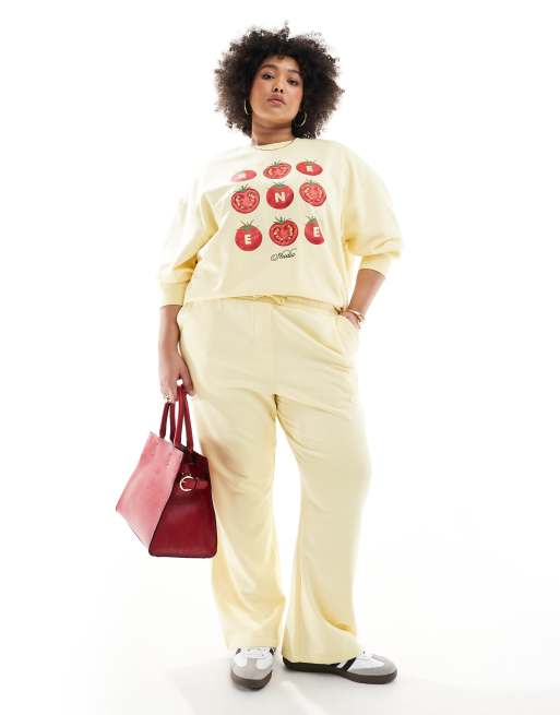 Renee Studio - Plus - Exclusives - Joggingbroek met rechte pijpen in geel, deel van co-ord set 
