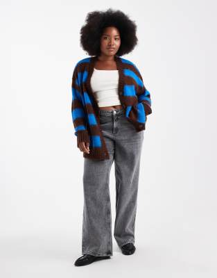 Renee Studio Plus Excusive Fluffy V Neck Cardigan In Multi
