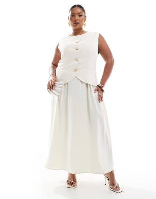 Renée Studio Plus - Exklusiv - Elegantes Maxikleid in Cremeweiß mit Westendetail-Neutral
