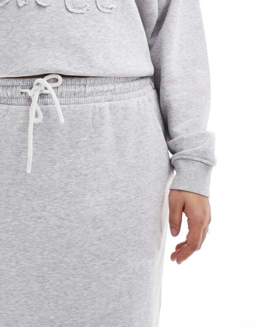 Renée Studio Plus – Exklusiver Maxirock aus Sweatshirt-Stoff in Grau mit Kordelzugbund, Kombiteil, 3 von 5