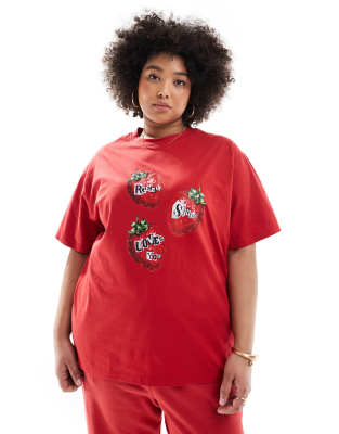 Renée Studio Plus - Exklusives T-Shirt in Rot mit Erdbeer-Logoprint