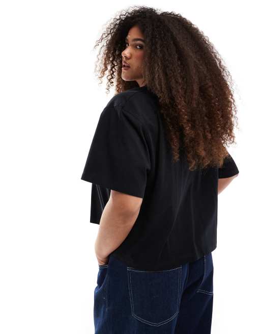  Renee Studio Plus x Michelle Nayla Exclusive – Czarny T-shirt oversize z cekinowym logo  , 4 z 4